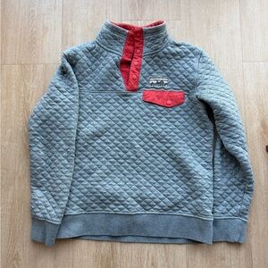 Patagonia Quilted Zip-Up Pullover - Gray with Red Accents